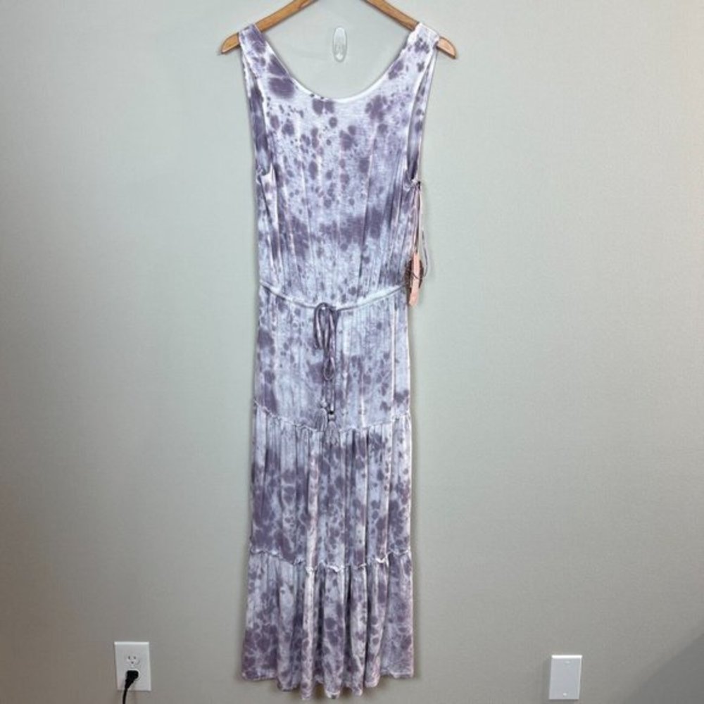 Knox Rose Maxi Dress S Purple Tie Dye‎ Sleeveless Sundress Drawstring Waist New
